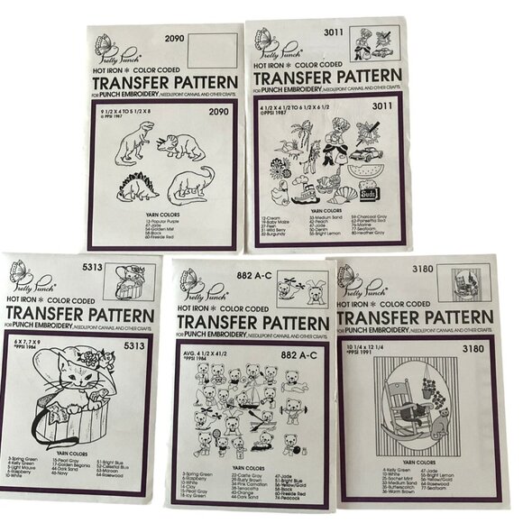 5 Pretty Punch Hot Iron On Transfer Patterns For Punch Embroidery - Picture 1 of 7